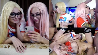 Bokep Dua Gadis Lesbian Ngentot 4Some di Ruang Tamu